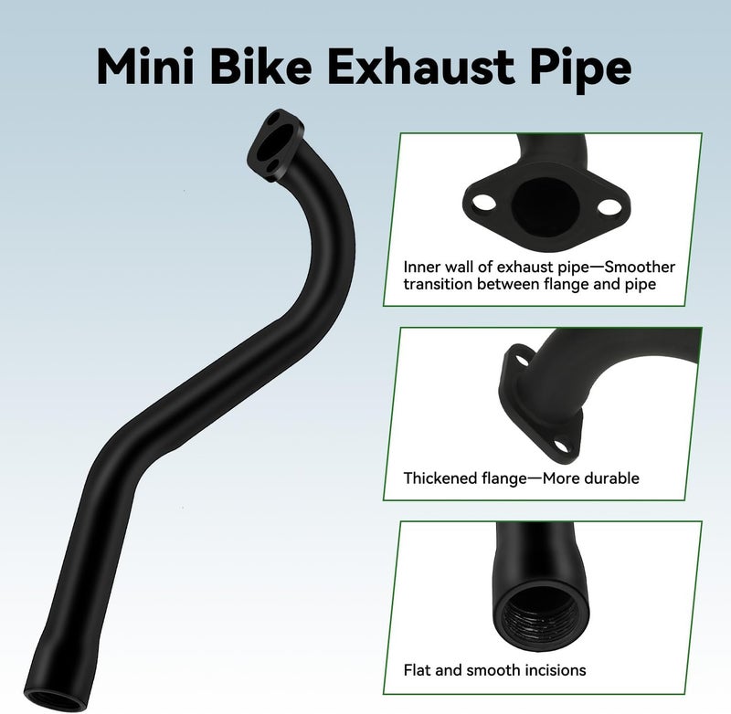 XIKOBY CT100U Exhaust Pipe Compatible with Mini Bike Coleman F-RP GMB100 Massimo MB100 Rascal Lite Predator 79cc 98cc 99cc 3.0HP 154F Engine Parts Black - Image 3